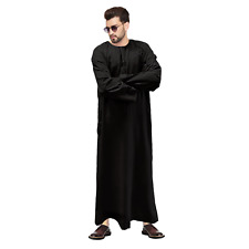 Mens JUBBA UAE THOBE Dishdash Arab Muslim Long Sleeve Omani Cotton Hajj Umrah