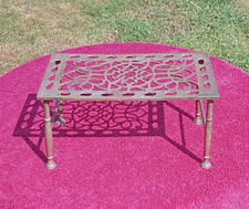 Large vintage brass trivet hearth stand pot stand 13 inches long
