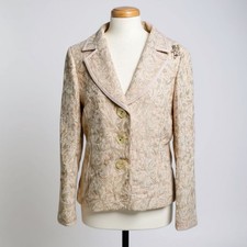 Dana Buchman Blazer Jacket Womens 16 Wool Cotton Alpaca Blend Textured Beige