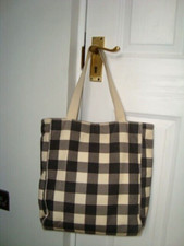 SUPERB ZARA GREY & CREAM CHECK TOTE SHOULDER BAG SHOPPER HANDBAG VGC
