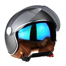 VIPER OPEN FACE RS-V19 JET SCOOTER MOTORCYCLE HELMET DUAL VISOR TITANIUM GREY