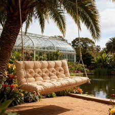 2-4 Seater Replacement Cushions 4" Thick Garden Swing Bench Chair Seat+Backrest