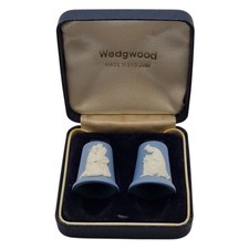 Pair of Wedgwood Thimbles Blue Jasperware 1980's Vintage - Come in Gift Box