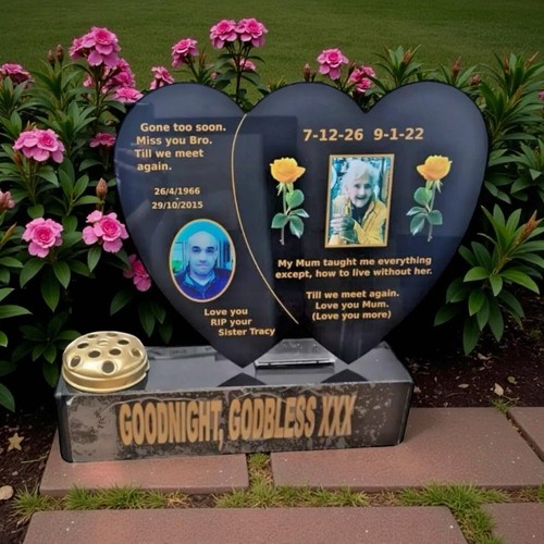 Adult grave double heart with - heart,