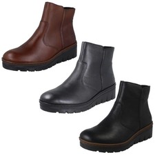 Ladies Rieker Antistress Fleece Lined Zip Up Wedge Ankle Boots X9165