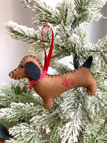 Handmade brown felt dachshund - handmade,