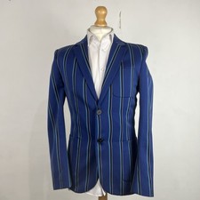 Jack Wills Boating Blazer Jacket Men's 38R Dark Blue Striped Regatta 80's