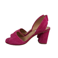 Habbot Vero Cuoio Heels Womens Sz 7.5 Fuchsia Pink Suede Slingback Sandals Italy