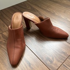 M&S Brown Leather Mules Size