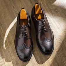 Men's Carved Leather Lace Up Round Toe Brogue Dress Wedding Casual Work Shoes SZ