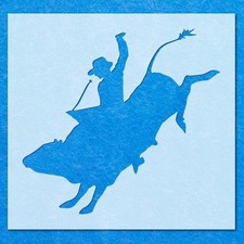 Rodeo Bull Rider Stencil: Mylar Airbrush Wall Art Painting Crafts  - 190 Micron