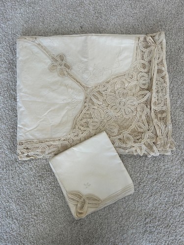 Vintage large cream tablecloth