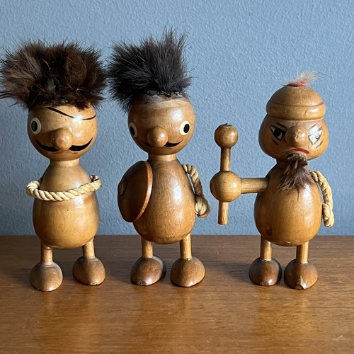 Three vintage wooden viking - three,