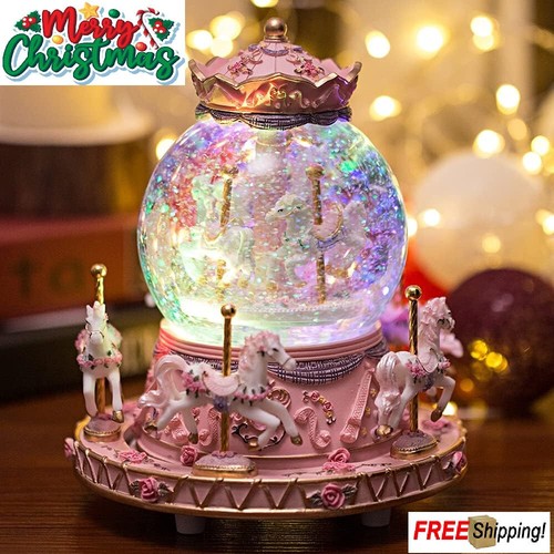 Snow globe music box carousel - snow,