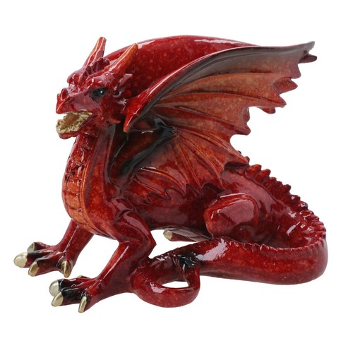 Red dragon lying resin - dragon,