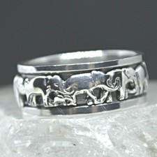 Elephant Ring Spinning Spinner Worry Ring Solid 925 Silver Luck Good Fortune