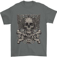 Heavy Metal Skull Rock Music Guitar Biker Mens T-Shirt 100% Cotton