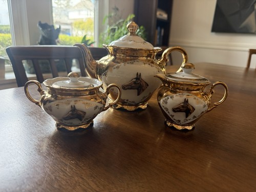 Vintage horse motif tea - vintage, set