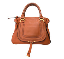 Chloe Marcie Hand Shoulder Bag Leather Orange Brown