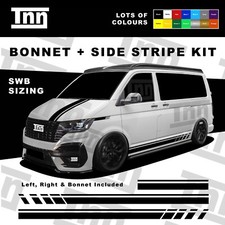 SIDE STRIPE BONNET STICKERS For a VW T5 T4 T6 TRANSPORTER CAMPER VANS DECALS SWB