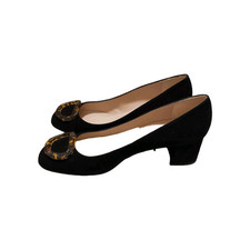 LK Bennett Nimah Courts Size UK 8 Black Suede Block Heel Shoes New RRP £225