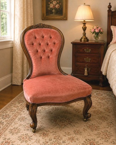 Victorian walnut nursing chair - walnut,
