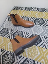 EUC Joules T Westbourne Slip On Leather Chelsea Boots Size 5 EU 38 Tan Rose Gold