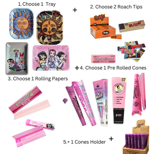 Pink rolling bundles - bundles, tray