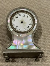 Antique Miniature Mantel Clock – Mother of Pearl Inlay – Working Wind