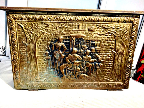 Vintage embossed brass wood - vintage,