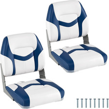 2-Pack Foldable Boat Seats, Fold-Down Fishing Chairs, Fixing Bolts and Hinges