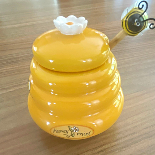 Yellow ceramic beehive honey - ceramic,