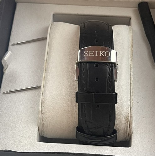 Seiko black croc leather strap - black,