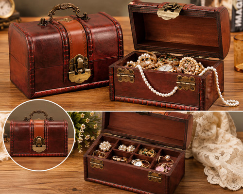 Vintage wooden jewelry box - vintage,