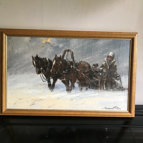 Vintage oil painting canvas - painting, on