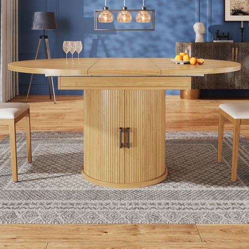 Round extendable dining table - round,
