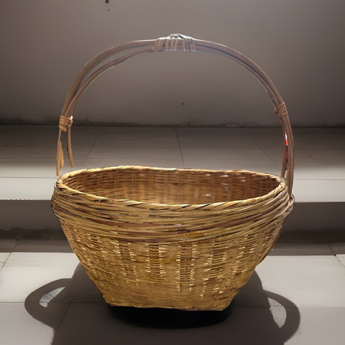 Large brown oval wicker basket - oval,