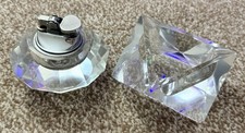 Crystal Glass Table Lighter With Crystal Glass Ashtray / No Gas (lighter Fluid)