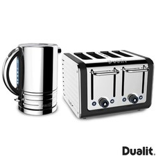 Dualit Architect 1.5L Kettle 4 Slot Toaster Set Modern Silver Matt Black 10135