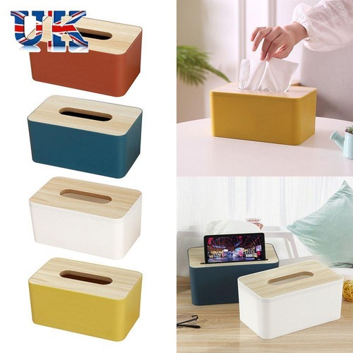 Wooden desktop tissue holder - wooden,