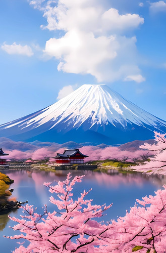 Japanese mount fuji pink - mount,