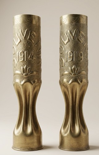Pair ww1 trench art brass - pair,