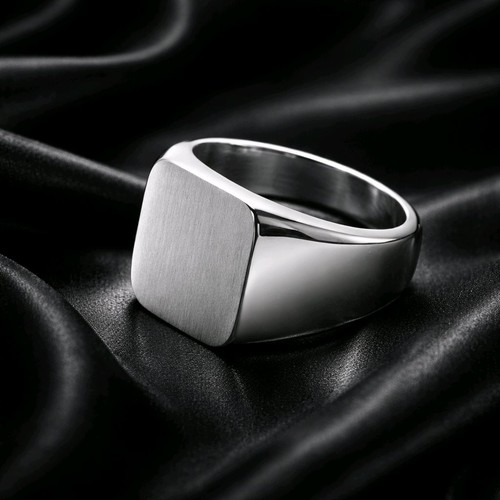 Signet square ring stainless - square,