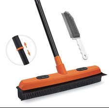 Jehonn Rubber Broom With Squeegee Pet Hair Remover 134CM Long Handle Cleaning
