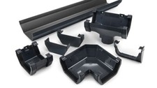 Grey Plastic Square Style Guttering & Downspout Various Fittings Free Delivery