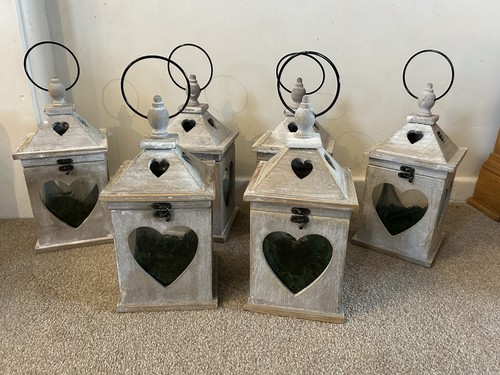 Wooden heart lanterns - heart, x6
