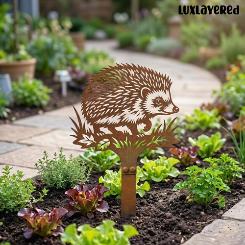 Hedgehog metal garden stake - metal,