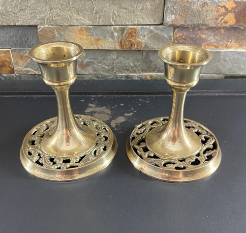 Brass candlesticks holders - brass,