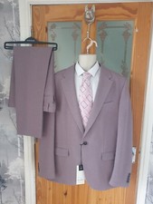 £140 RIVER ISLAND TAILORING MENS MODERN SLIM FIT PURPLE MARL 2 PC SUIT 48R 34/32