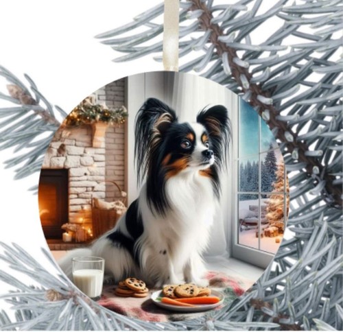 Papillon dog hanging bauble - dog,